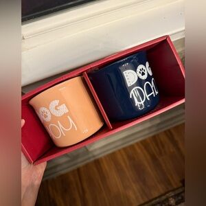 Dog Mom and Dad Mug Set - Peach and Navy